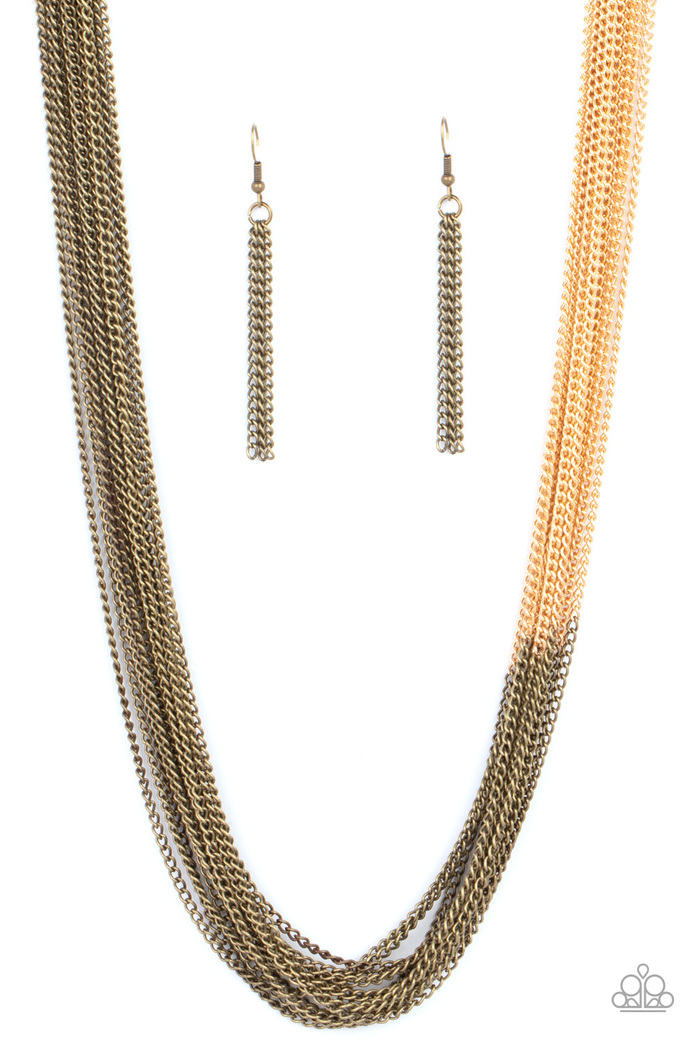 Paparazzi Accessories-Metallic Merger Brass Rustic Necklace Set