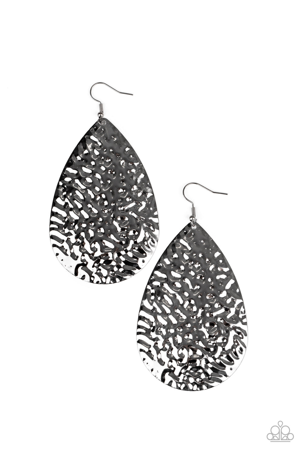 Paparazzi Accessories-Metallic Mirrors Black Earrings