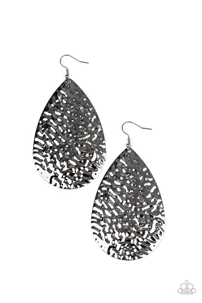 Paparazzi Accessories-Metallic Mirrors Black Earrings