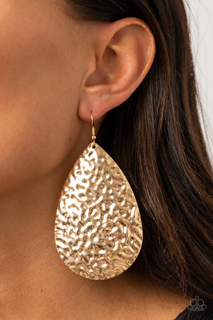 Paparazzi Accessories-Metallic Mirrors Gold Earrings