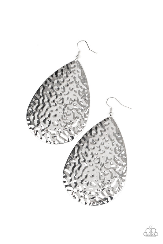 Paparazzi Accessories-Metallic Mirrors Silver Earrings