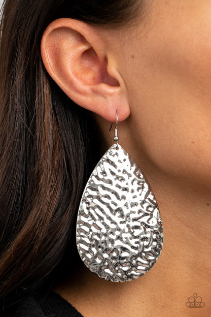 Paparazzi Accessories-Metallic Mirrors Silver Earrings