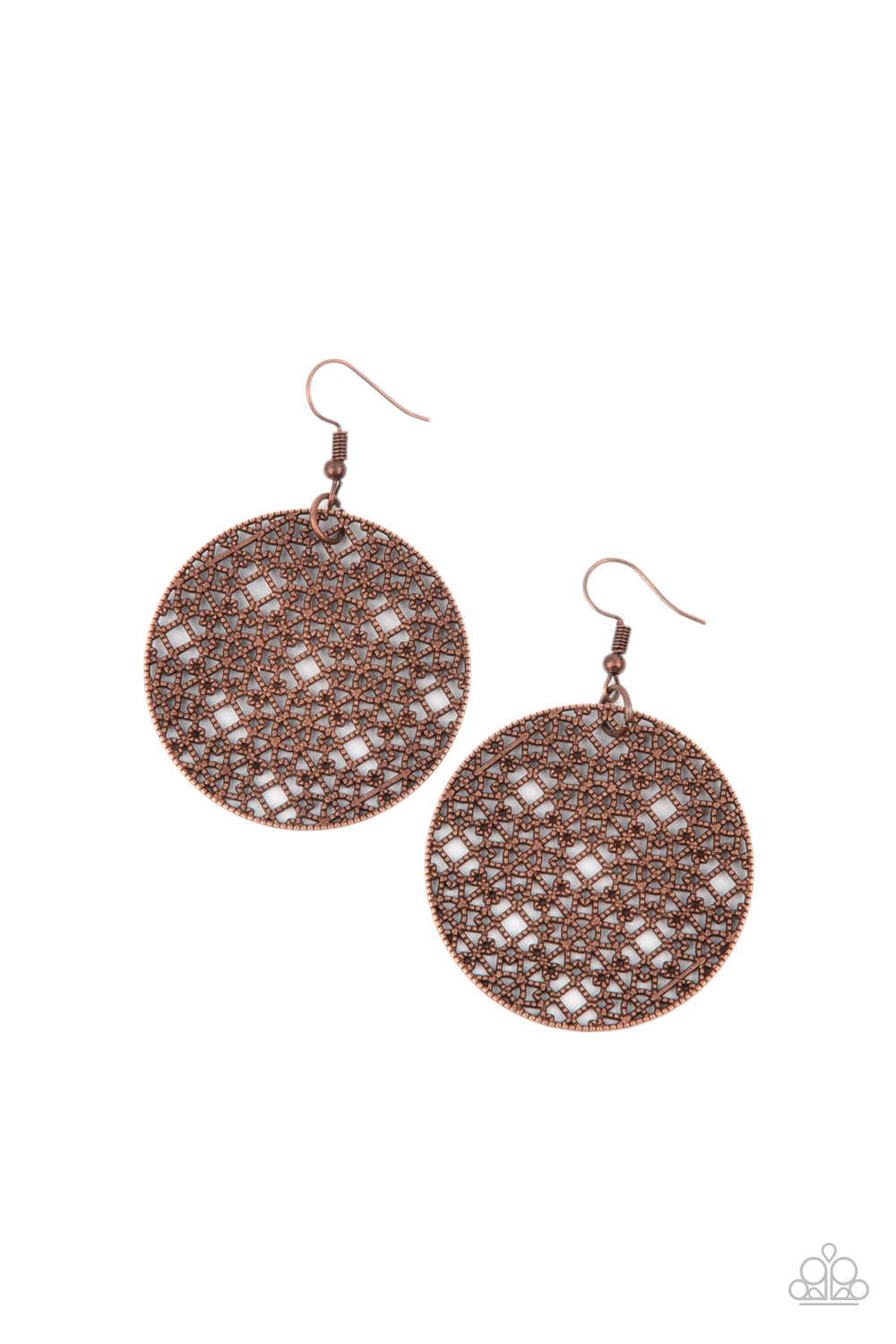 Paparazzi Accessories-Metallic Mosaic Rustic Copper Hoop Earrings