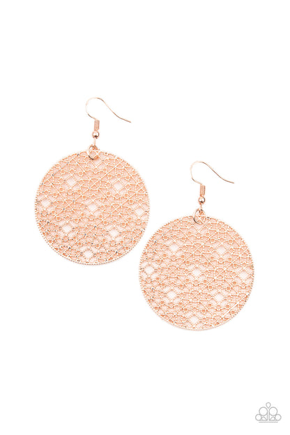 Paparazzi Accessories-Metallic Mosaic Rose Gold Earrings