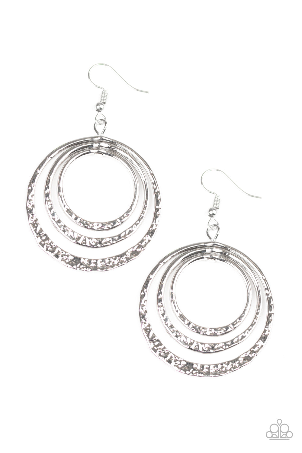 Paparazzi Accessories-Metallic Ruffle Silver Earrings