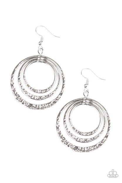 Paparazzi Accessories-Metallic Ruffle Silver Earrings