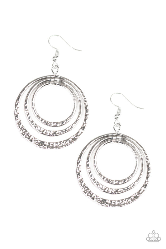 Paparazzi Accessories-Metallic Ruffle Silver Earrings