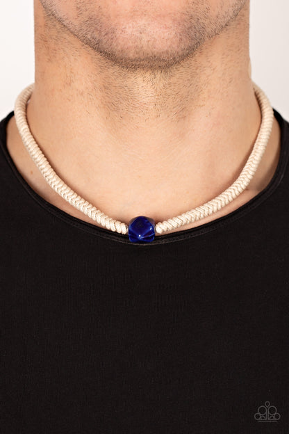 Paparazzi Accessories-Metamorphic Marvel Blue Men's Ceramic Bead Neck Cord