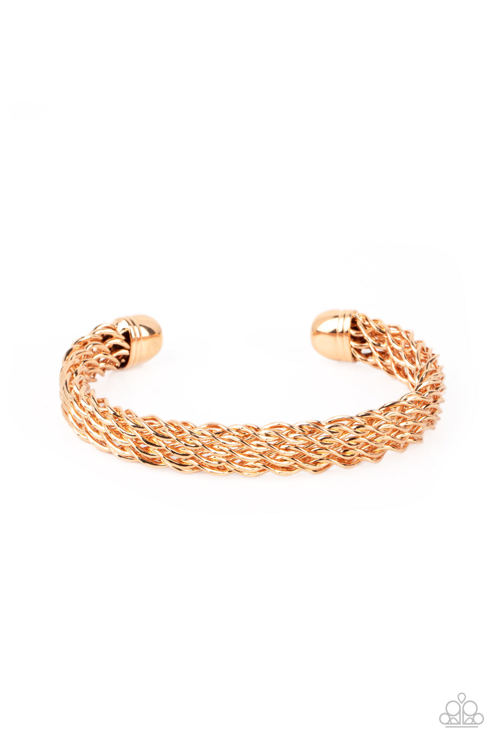 Paparazzi Accessories-Metamorphosis Gold Twisted Wire Men's Cuff Bracelet