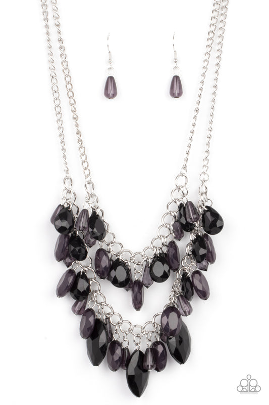 Paparazzi Accessories-Midsummer Mixer Black Acrylic Teardrop Necklace Set