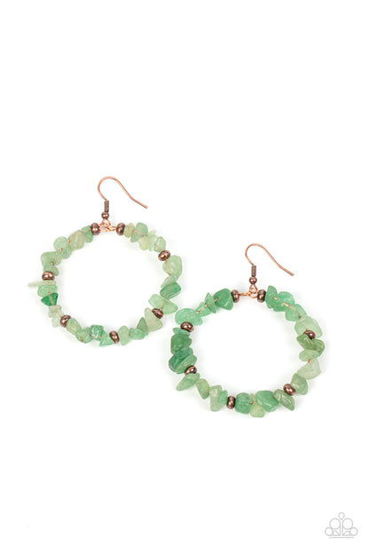 Paparazzi Accessories-Mineral Mantra Green Dainty Copper Hoop Earrings