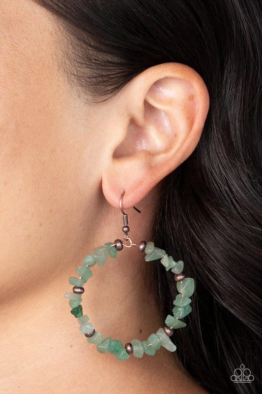 Paparazzi Accessories-Mineral Mantra Green Dainty Copper Hoop Earrings