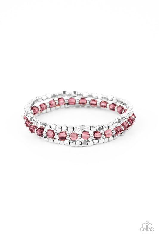 Paparazzi Accessories-Mix and Mash Purple Crystal Bead Bracelet