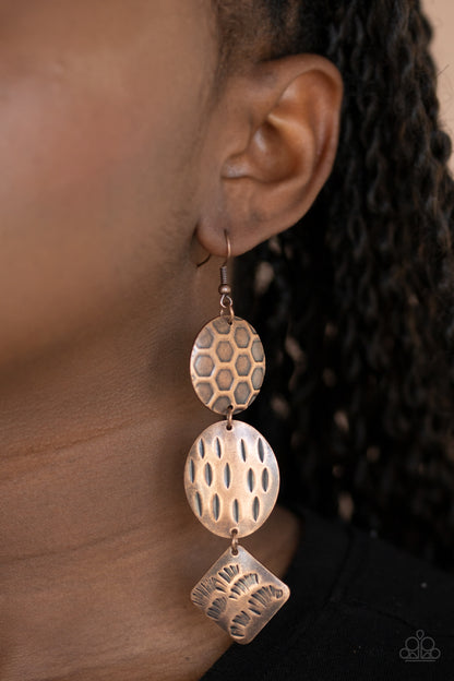 Paparazzi Accessories-Mixed Movement Copper Earrings
