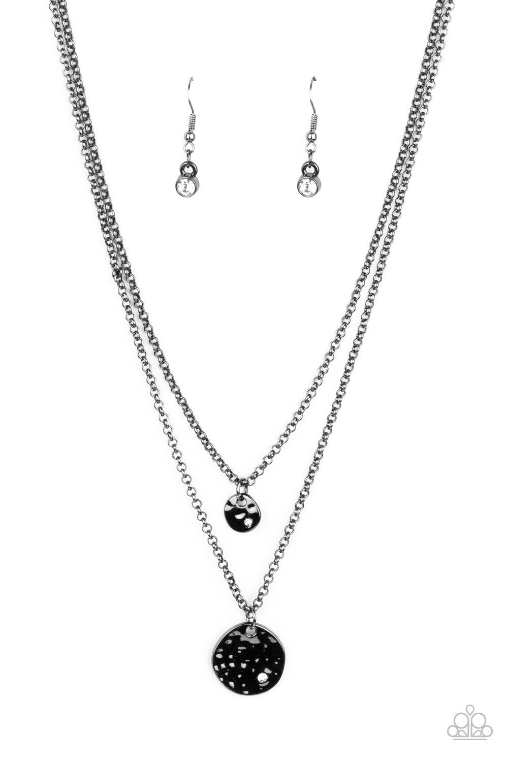 Paparazzi Accessories-Modern Minimalist Black Disc Necklace Set