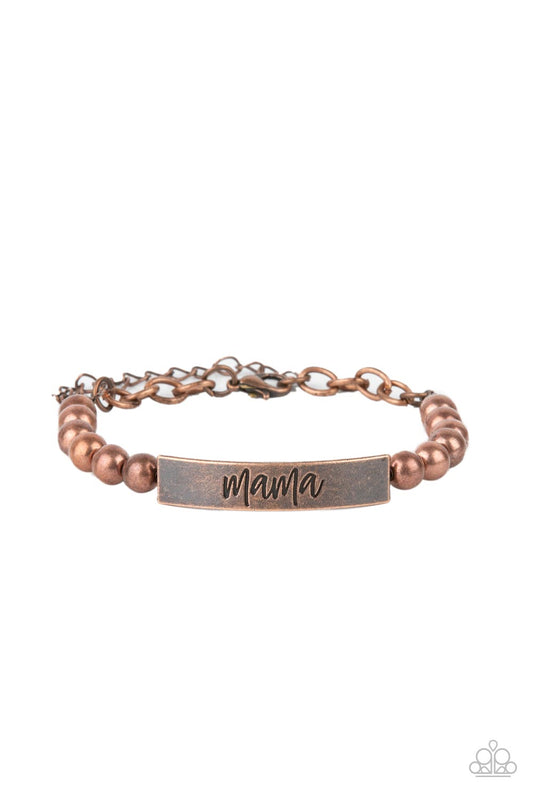 Paparazzi Accessories-Mom Squad Copper Engraved "Mama" Bead Bracelet
