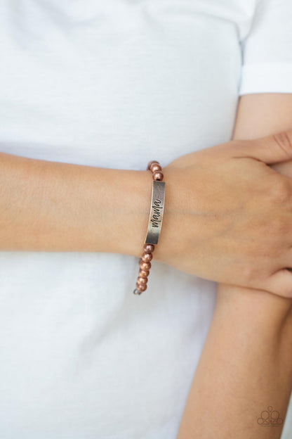 Paparazzi Accessories-Mom Squad Copper Engraved "Mama" Bead Bracelet