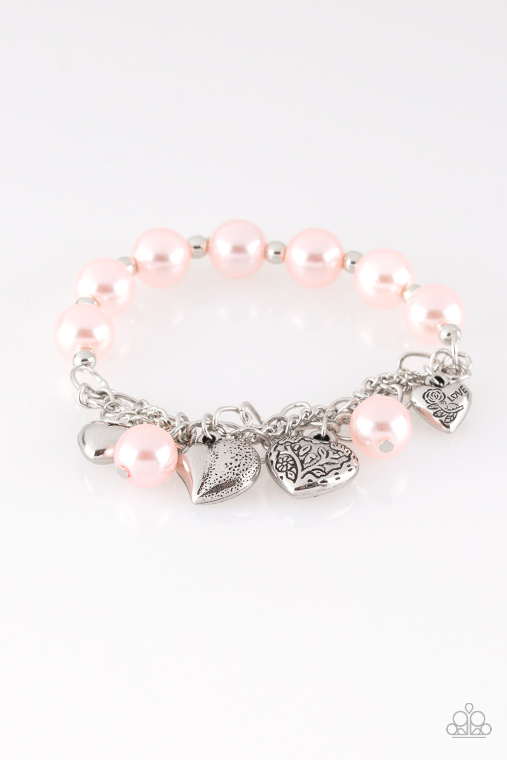 Paparazzi Accessories-More Amour Pink Pearly Bracelet