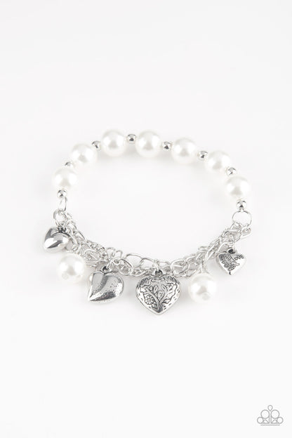 Paparazzi Accessories-More Amour White Bracelet