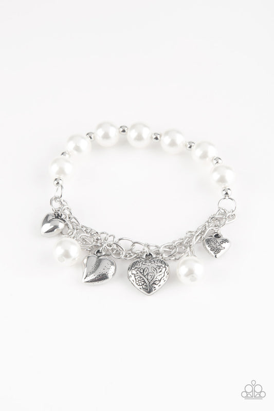 Paparazzi Accessories-More Amour White Bracelet