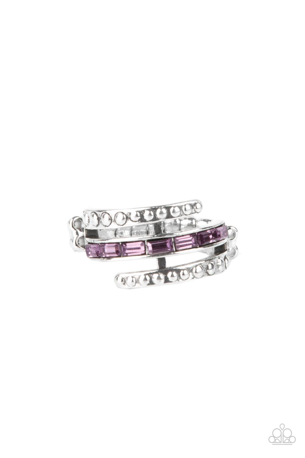 Paparazzi Accessories-More To Go Around Purple Emerald Cut Rhinestone Ring