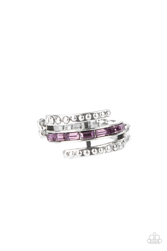 Paparazzi Accessories-More To Go Around Purple Emerald Cut Rhinestone Ring