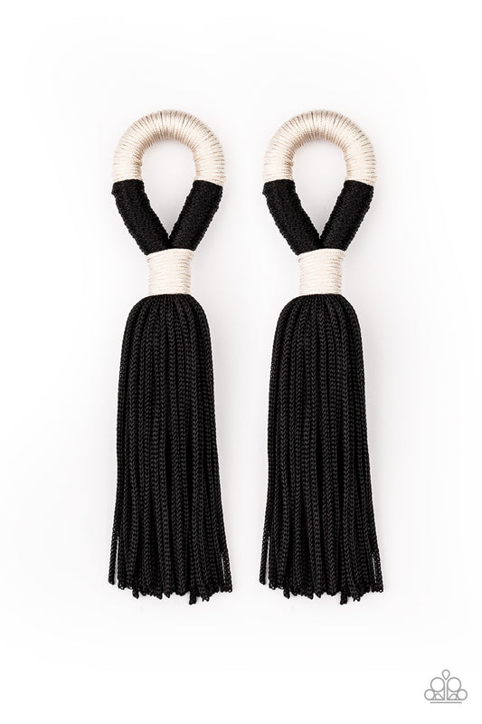 Paparazzi Accessories-Moroccan Mambo Black Earrings