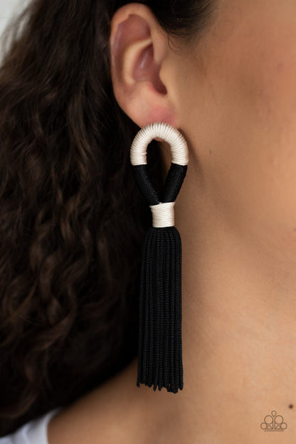 Paparazzi Accessories-Moroccan Mambo Black Earrings