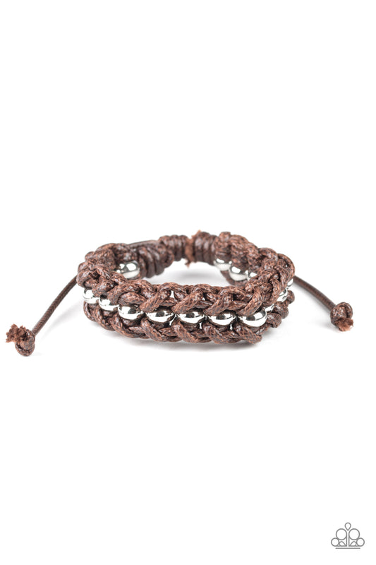 Paparazzi Accessories-Motor Pool Brown Weaved Bracelet