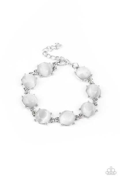 Paparazzi Accessories-M. GLOW-It-All White Cat's Eye Bracelet