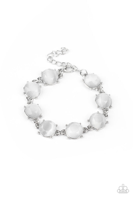 Paparazzi Accessories-M. GLOW-It-All White Cat's Eye Bracelet
