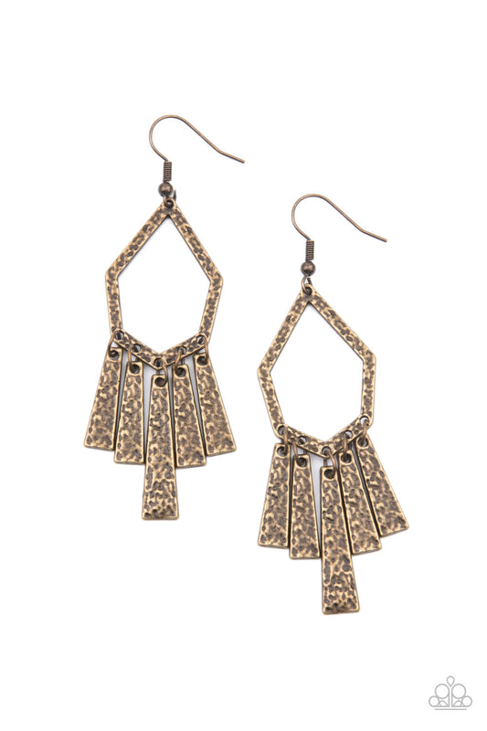 Paparazzi Accessories-Museum Find Brass Antiqued Earrings