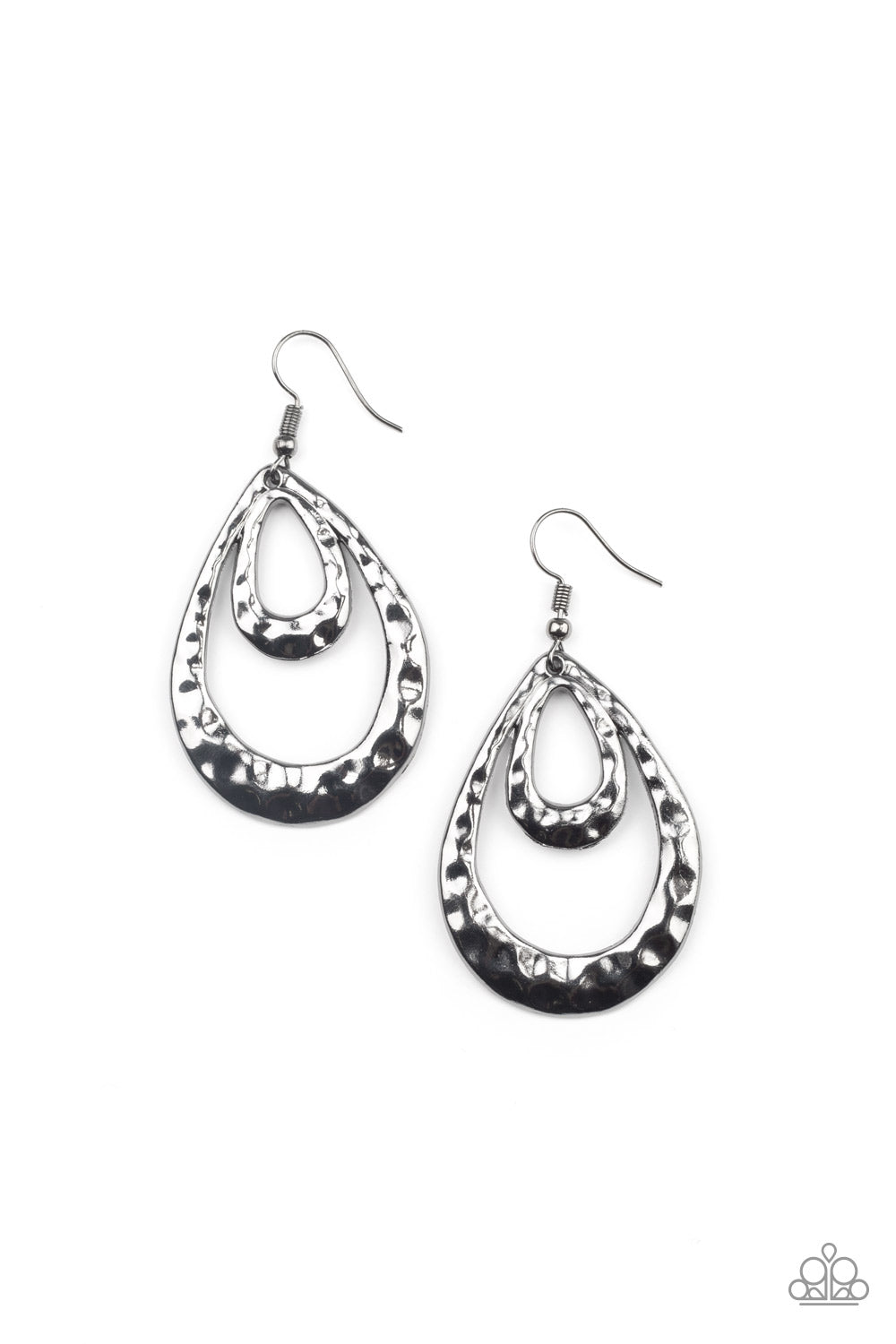 Paparazzi Accessories-Museum Muse Black Teardrop Layered Earrings