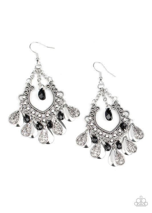 Paparazzi Accessories-Musical Gardens Black Earrings