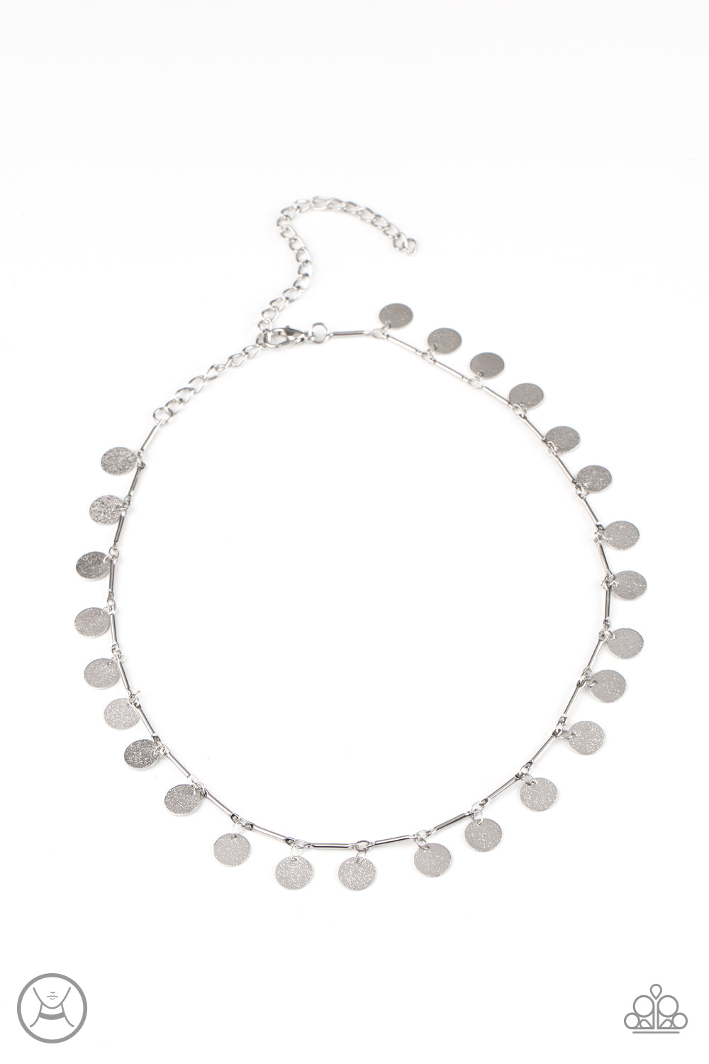 Paparazzi Accessories-Musically Minimalist Silver Shiny Discs Necklace Set