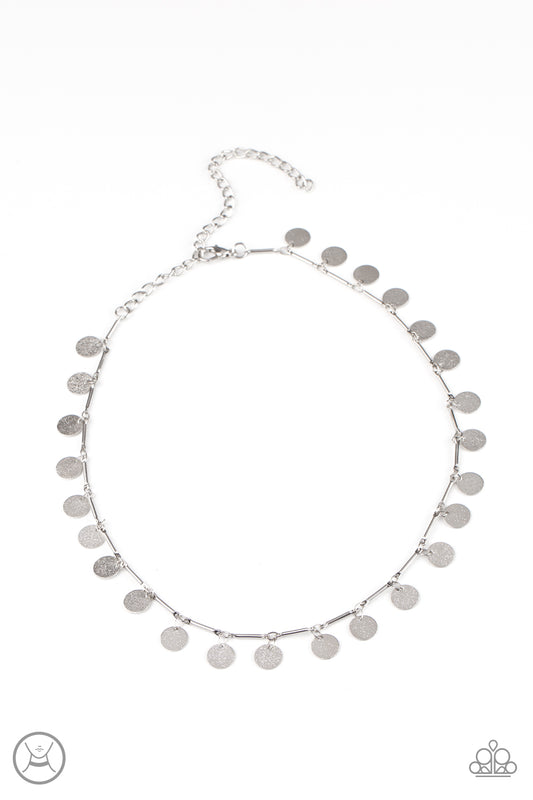 Paparazzi Accessories-Musically Minimalist Silver Shiny Discs Necklace Set