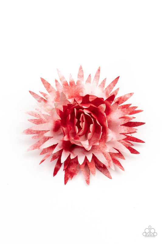 Paparazzi Accessories-My Favorite Color Is Tie Dye Red Blossom Hair Clip