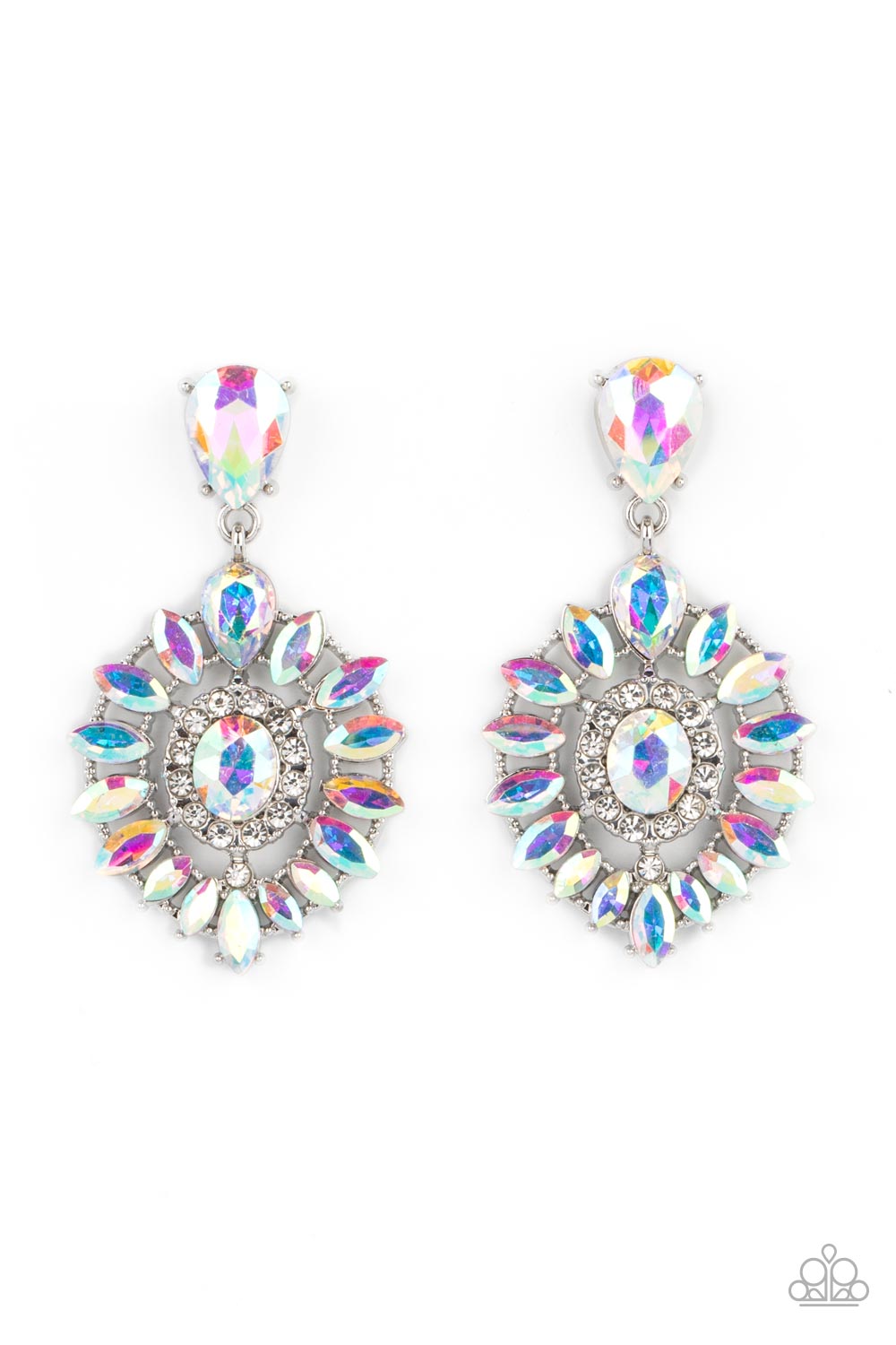 Paparazzi Accessories-My Good LUXE Charm Multi Iridescent Rhinestone Earrings