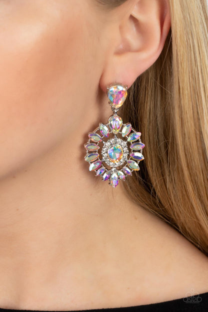 Paparazzi Accessories-My Good LUXE Charm Multi Iridescent Rhinestone Earrings