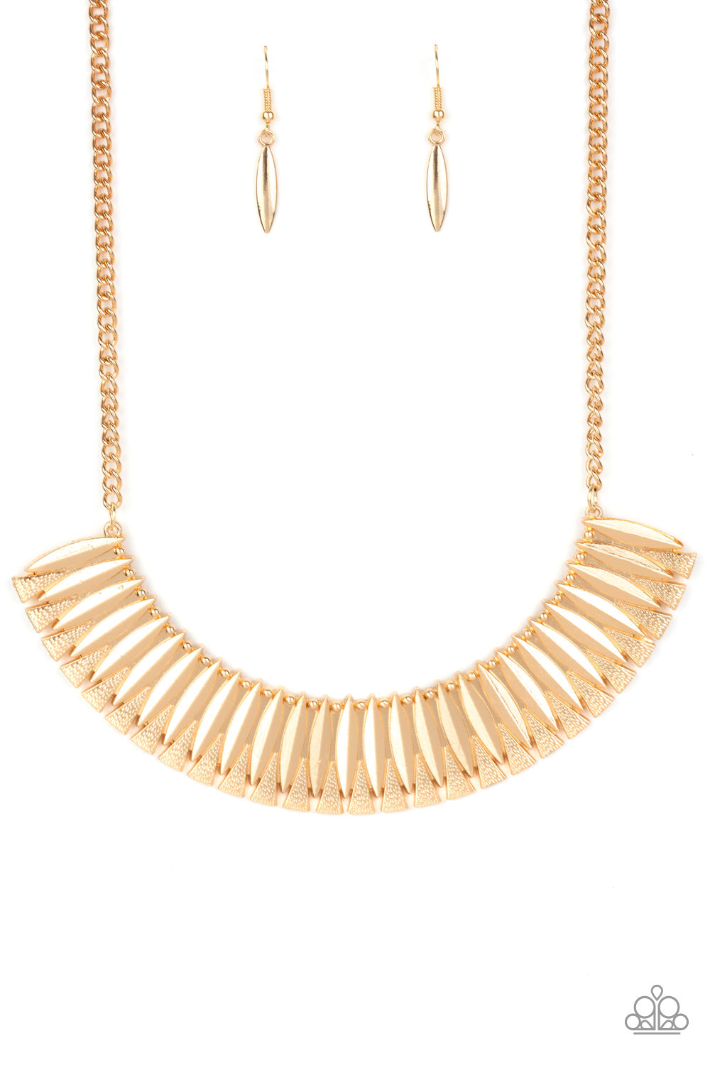 Paparazzi Accessories-My Main MANE Gold Sleek Geometric Necklace Set