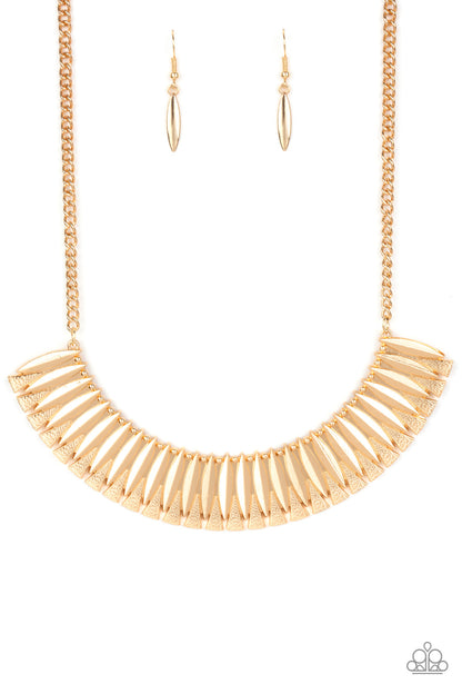 Paparazzi Accessories-My Main MANE Gold Sleek Geometric Necklace Set