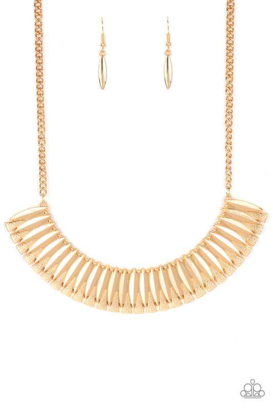 Paparazzi Accessories-My Main MANE Gold Sleek Geometric Necklace Set