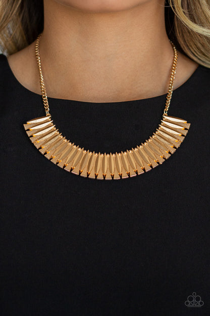 Paparazzi Accessories-My Main MANE Gold Sleek Geometric Necklace Set