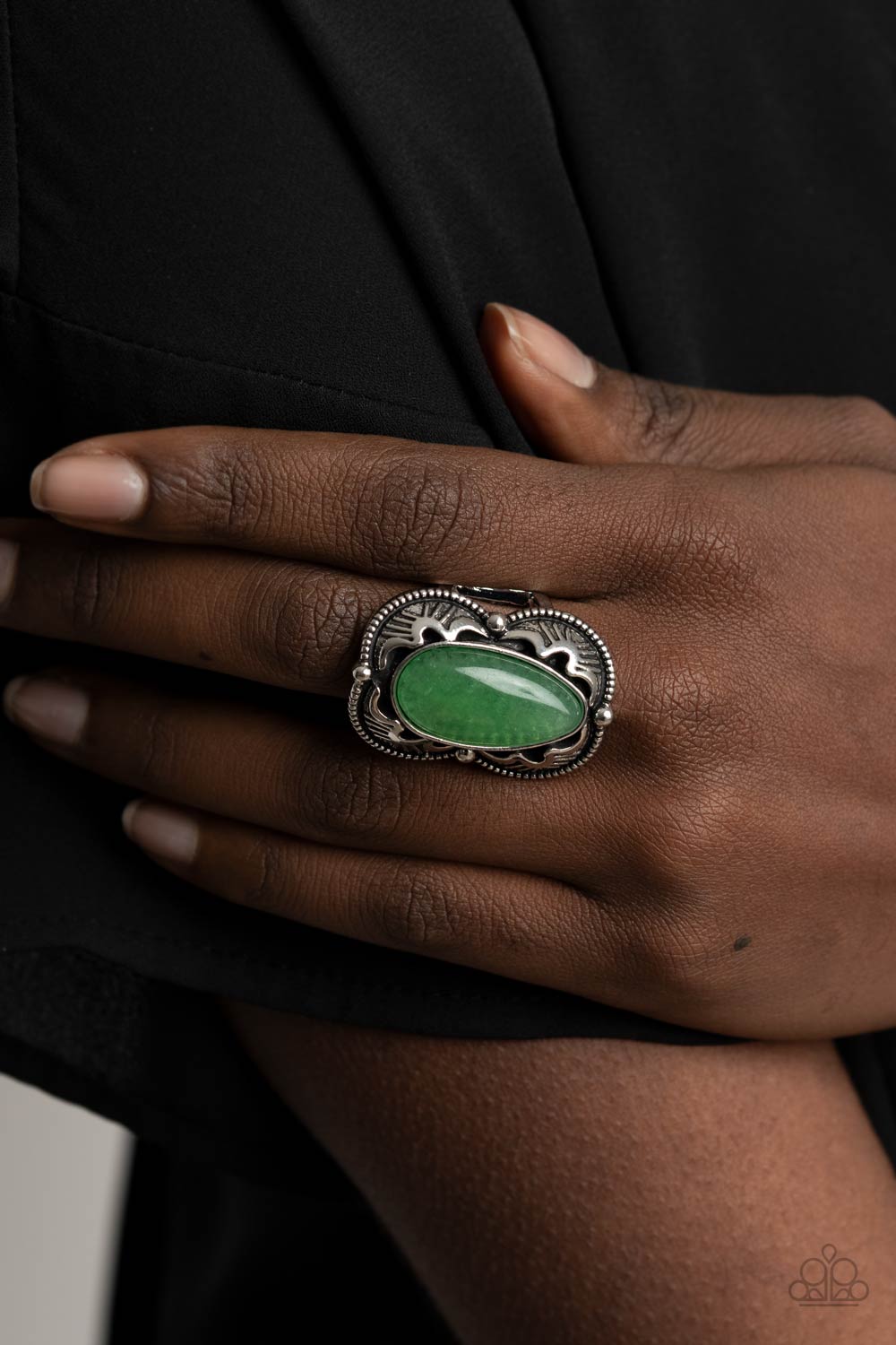 Paparazzi Accessories-Mystical Mambo Jade Green Teardrop Ring