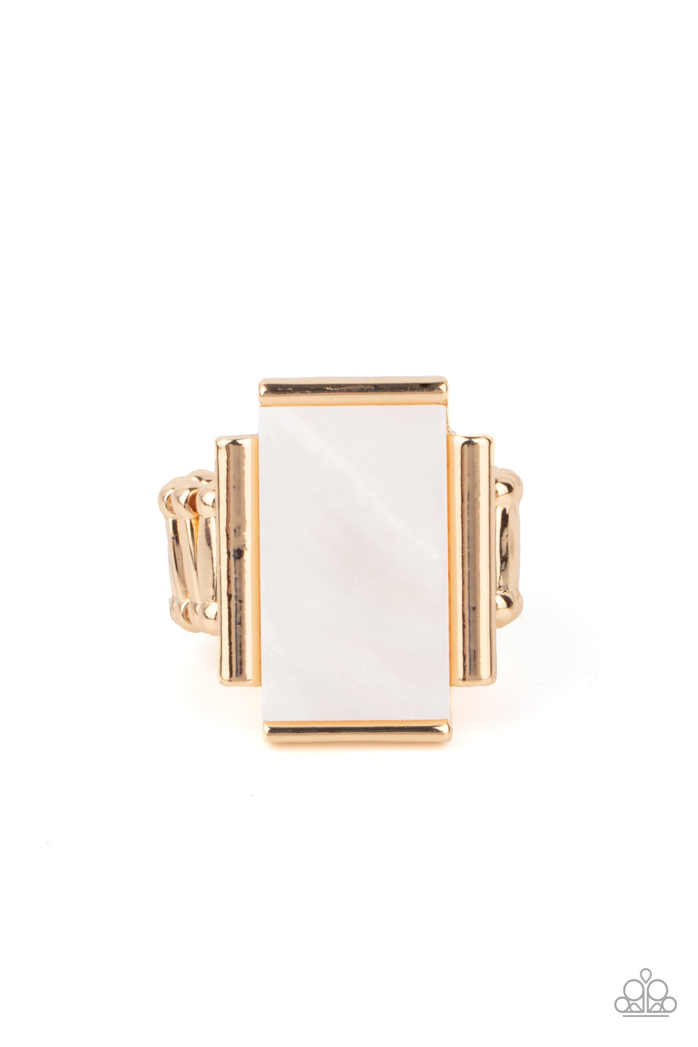 Paparazzi Accessories-Mystical Marinas Gold Bar White Shell  Bracelet