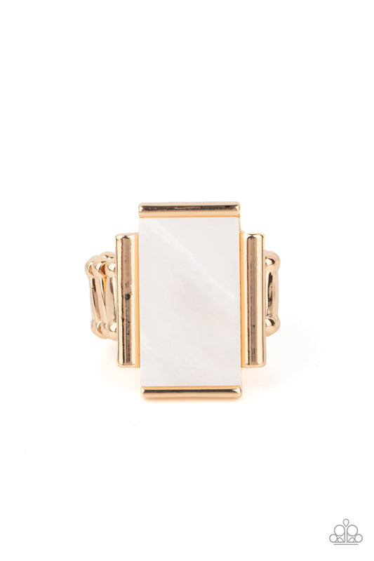 Paparazzi Accessories-Mystical Marinas Gold Bar White Shell  Bracelet