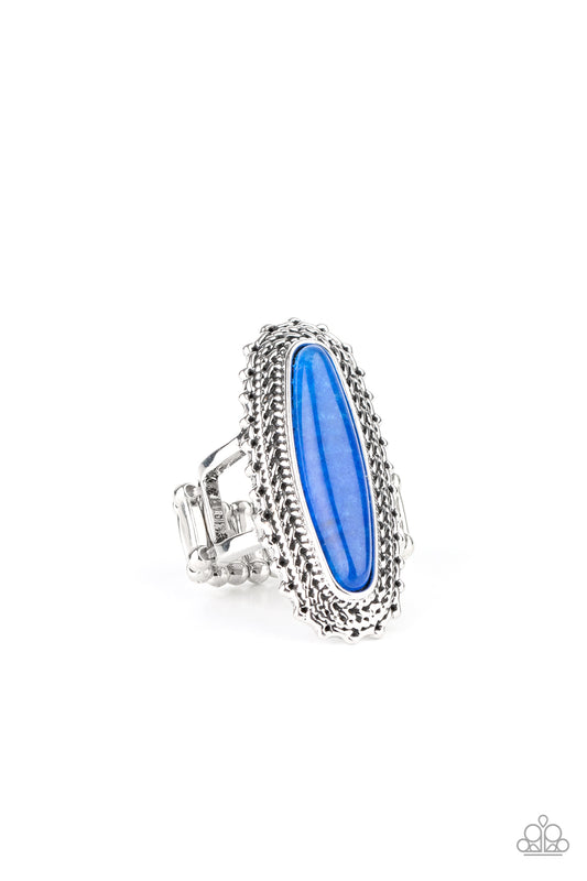 Paparazzi Accessories-Mystical Mecca Blue Elongated Silver Ring