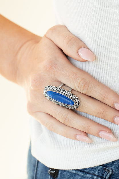 Paparazzi Accessories-Mystical Mecca Blue Elongated Silver Ring