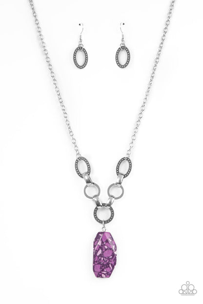 Paparazzi Accessories-Mystical Mineral Purple Terrazzo Stone Necklace Set