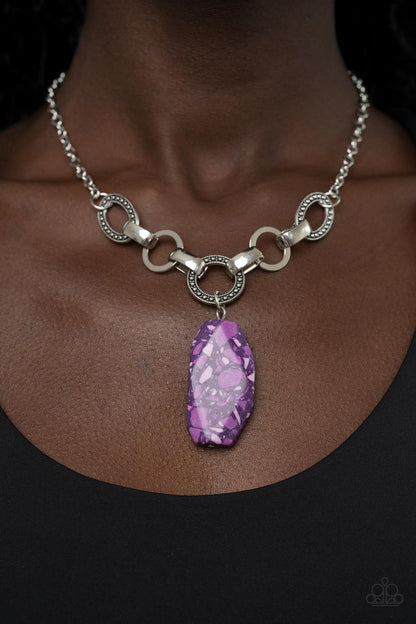 Paparazzi Accessories-Mystical Mineral Purple Terrazzo Stone Necklace Set